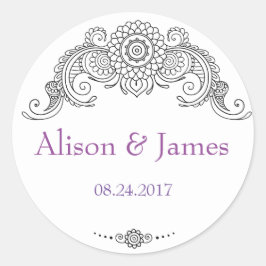 Elegant Mehndi design rond stickers-zwart Ronde Sticker