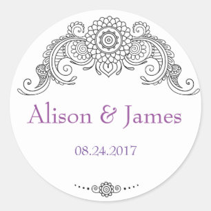 Elegant Mehndi design rond stickers-zwart Ronde Sticker