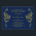 Elegant Mehndi Peacock Faire-part de mariage - Mar<br><div class="desc">Cet élégant faire-part de mariage d'inspiration henné est accentué par des paons en or dessinés à la main sur un arrière - plan bleu marine, ce qui rend ce design élégant parfait pour le Mariage indien moderne ou traditionnel. La coordination Elegant Mehndi Peacock RSVP est disponible; cependant si des articles...</div>