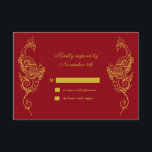 Elégant Mehndi Peacock Mariage RSVP - rouge<br><div class="desc">Cet élégant RSVP au henné d'inspiration de Wedding est accentué par des paons en or dessinés à la main sur un arrière - plan rouge profond, ce qui rend ce design de mode parfait pour le Mariage indien moderne ou traditionnel. La coordination Elegant Mehndi Peacock Faire-part de mariage - rouge,...</div>
