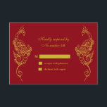 Elégant Mehndi Peacock Mariage RSVP - rouge<br><div class="desc">Cet élégant RSVP au henné d'inspiration de Wedding est accentué par des paons en or dessinés à la main sur un arrière - plan rouge profond, ce qui rend ce design de mode parfait pour le Mariage indien moderne ou traditionnel. La coordination Elegant Mehndi Peacock Faire-part de mariage - rouge,...</div>