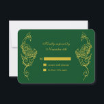 Elégant Mehndi Peacock Mariage RSVP - vert<br><div class="desc">Cet élégant RSVP au henné d'inspiration Wedding est accentué par des paons en or dessinés à la main sur un arrière - plan vert émeraude foncé, ce design de mode parfait pour les Mariages indiens modernes ou traditionnels. La coordination Elegant Mehndi Peacock Faire-part de mariage - vert, est disponible; cependant...</div>