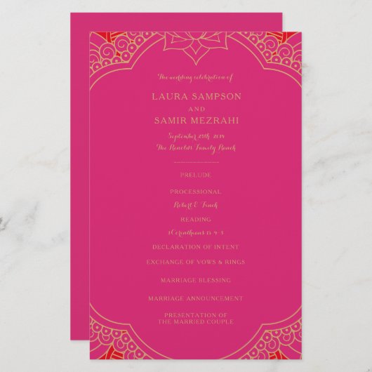 Elegant Mehndi Wedding Programs (Voorkant / Achterkant)