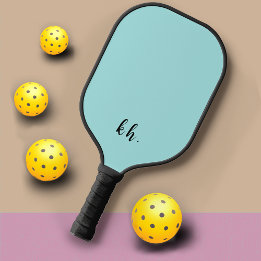 Elegant Meisje Blauw Monogram Initialen Pickleball Paddle