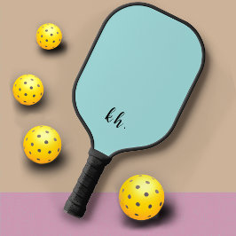 Elegant Meisje Blauw Monogram Initialen Pickleball Paddle