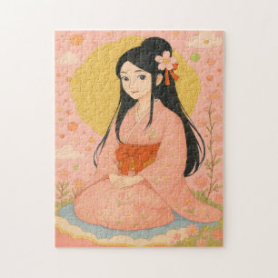 Elegant meisje in Japanse kimono Legpuzzel