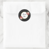 Elegant Meisje Stippen Rozen Bloemen Dank u Ronde Sticker (Tas)