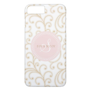 Elegant meisjesachtig gouden roze bloempatroon mon iPhone 8 plus / 7 plus hoesje