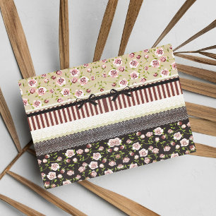 Elegant meisjesachtig wit kant en roze rozen briefkaart