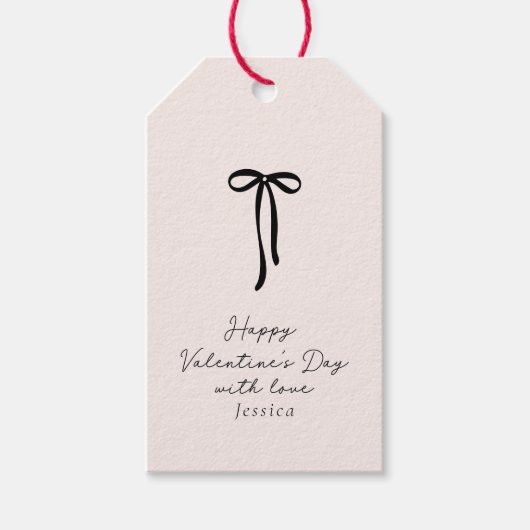 Elegant melkroze Valentijnsdag Cadeaulabel (Voorkant)