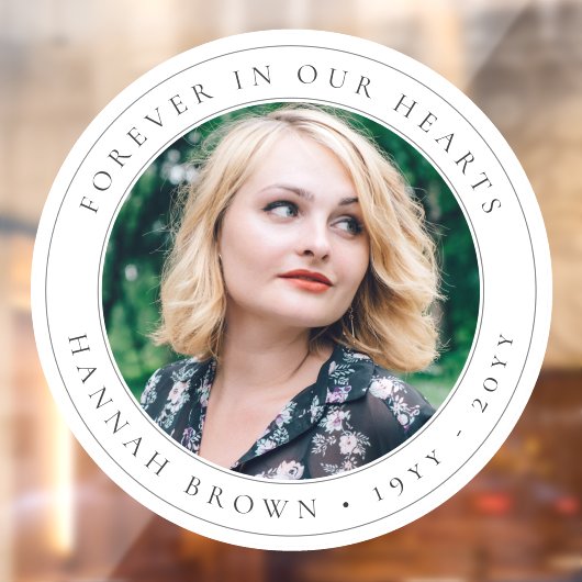 Elegant Memorial Chic Funeral Favor Photo Tribut Raamsticker (Vel 2)