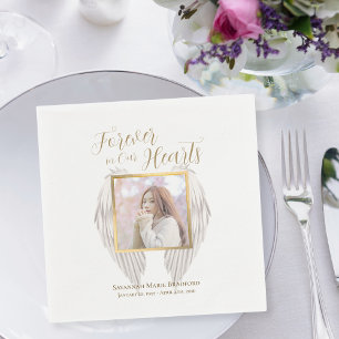 Elegant Memorial Forever in ons hart Foto Servet