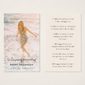 Elegant Memorial | Funeral Favor Poem Kaart (Voorkant /achterkant)