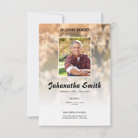 Elegant Memorial Funeral Program Card Kaart (Voorkant)