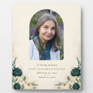 Elegant Memorial Photo Floral Fotoplaat