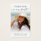 Elegant Memorial Photo Forever Hearts Prayer Card (Devant)