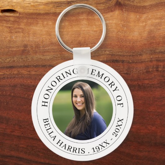 Elegant Memorial Photo Keepsake Sleutelhanger (Voorkant)