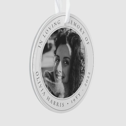 Elegant Memorial Sympathie Tributed Black and Whit Ornament (voorkant)