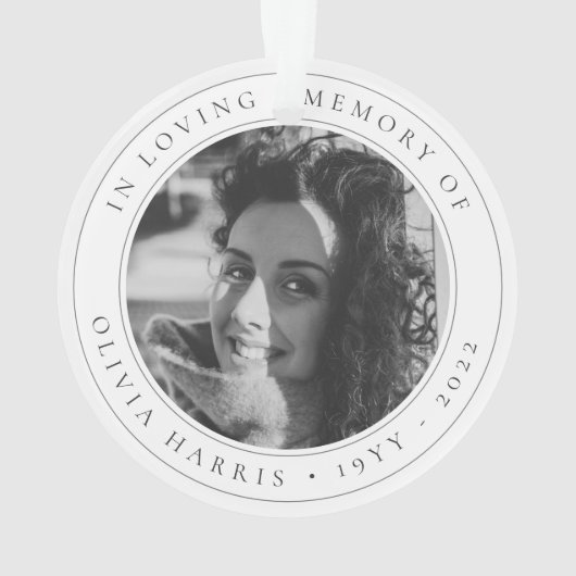 Elegant Memorial Sympathie Tributed Black and Whit Ornament (achterkant)
