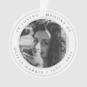 Elegant Memorial Sympathie Tributed Black and Whit Ornament (voorkant)