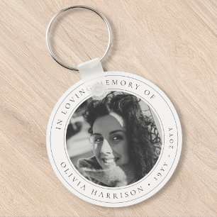 Elegant Memorial Sympathie Tributed Black and Whit Sleutelhanger