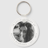 Elegant Memorial Sympathie Tributed Black and Whit Sleutelhanger (Achterkant)