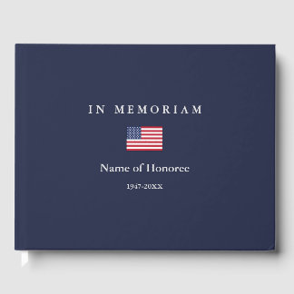 Elegant Memorial United States Flag Guest Book Gastenboek