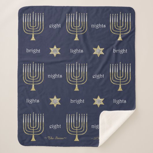 Elegant Menorahs Sherpa Hanukkah Blanket/Medium Sherpa Deken (Voorkant)