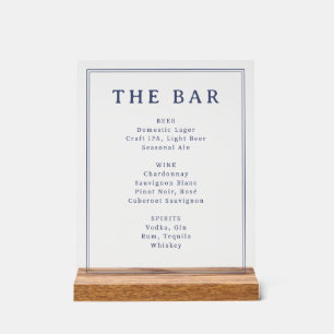 Élégant Menu à Barre Typographique Bleu Marine