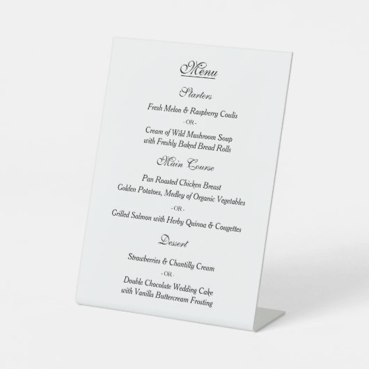 Elegant menu Aangepast huwelijk Reclamebord Met Voetstuk (Voorkant)