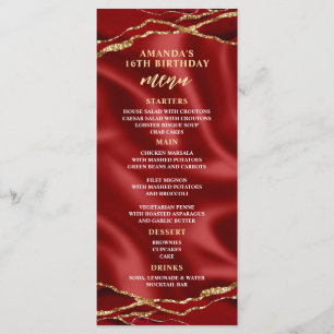 Élégant menu Agate Rouge et or