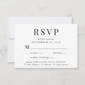 Élégant menu Choix mariage carte RSVP (Devant)