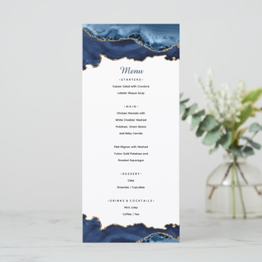 Élégant menu d'Agate Bleu & Or (Debout devant)