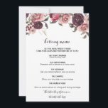 Élégant menu de baiser floral été Bourgogne<br><div class="desc">Cet élégant menu baisant à fleurs d'été bordeaux est parfait pour une réception de mariage moderne. Le design présente de beaux roses bordeaux bordeaux bordeaux dessinés à la main,  soigneusement arrangés en cadres et bouquets attrayants.</div>