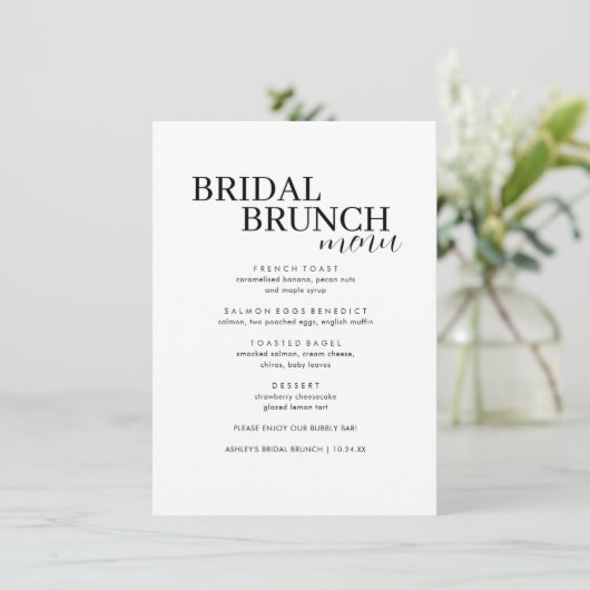 Élégant menu de brunch nuptial minimal (Debout devant)