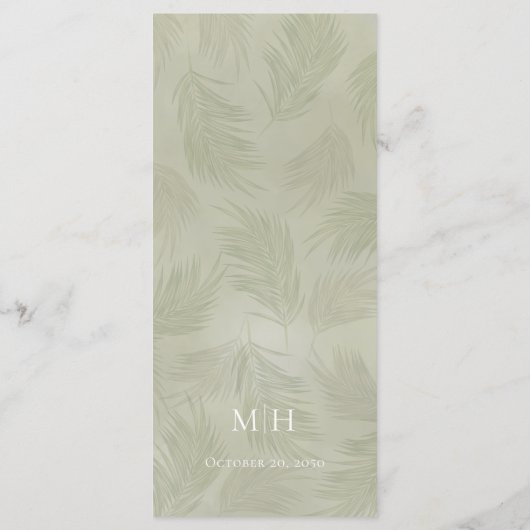 Elégant menu de calligraphie Feuilles de palme tro (Dos)