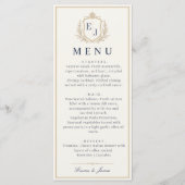 Élégant Menu de Dîner de Mariage Monogramme Old Mo (Devant)