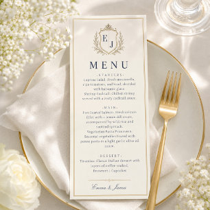 Élégant Menu de Dîner de Mariage Monogramme Old Mo