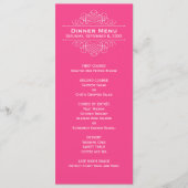 Élégant Menu de Dîner de Mariage Rose Chaud Monogr (Devant)