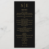 Élégant Menu de Mariage avec Monogramme Noir et Or (Devant)