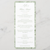 Élégant Menu de Mariage Botanique Vert Sauge (Devant)