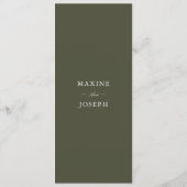 Élégant Menu de Mariage Classique Vert Poussiéreux (Dos)