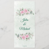 Élégant Menu de Mariage Cygne & Rose Blush - 2 Fac (Dos)