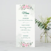 Élégant Menu de Mariage Cygne & Rose Blush - 2 Fac (Debout devant)