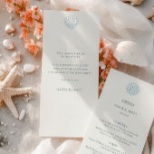 Élégant menu de mariage double face coquillage ble