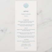Élégant menu de mariage double face coquillage ble (Devant)