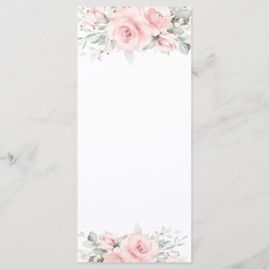 Elégant menu de Mariage floral rose pâle (Dos)