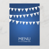 Elégant menu de mariage Love Bunting Blue (Dos)