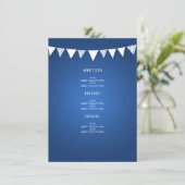 Elégant menu de mariage Love Bunting Blue (Debout devant)