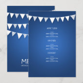 Elégant menu de mariage Love Bunting Blue (Devant / Derrière)
